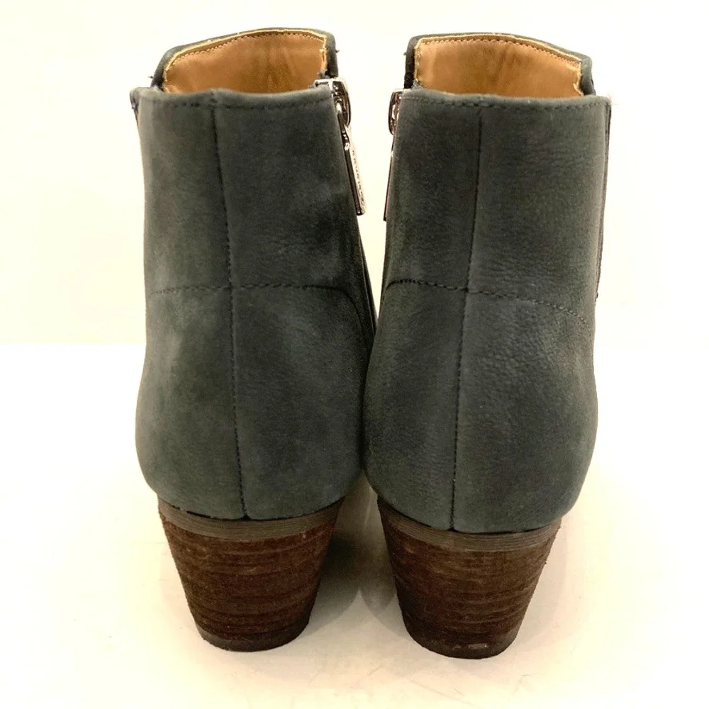 Blondo Women 5.5 Valli 2.0 Ankle Boots Blue Suede‎ Leather Block Heel Waterproof
